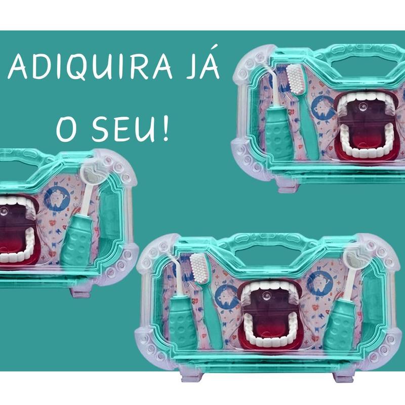 3 Maleta Brinquedo Verde Dentista Pakitoy Infantil - PAKI TOYS